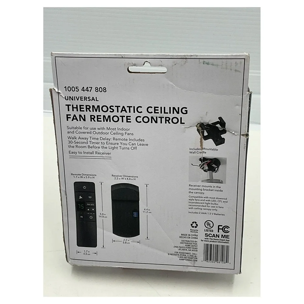 Hampton Bay Universal Thermostatic Ceiling Fan Remote Control Receiver 100544780